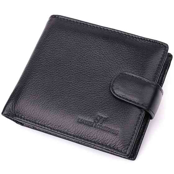 Отменный горизонтальный бумажник для мужчин из натуральной кожи ST Leather 22465 Черный Киев