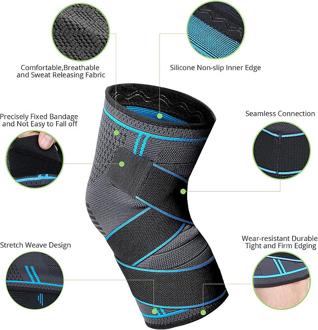 Набір для підтримки колін MILAIUN з 2 шт підтримка колін для чоловіків і жінок стабілізатор колінного бандажа ACL (2XL синій) Дніпро - фото 7