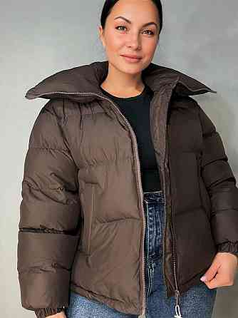 Куртка женская Haiziyuan 2603 оверсайз пуффер с воротником-стойкой коричневая, коричневый, M Киев