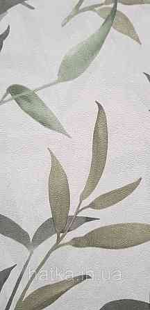 Обои виниловые на флизелине Sintra Adria метровые листья ветки зеленые на сером Киев
