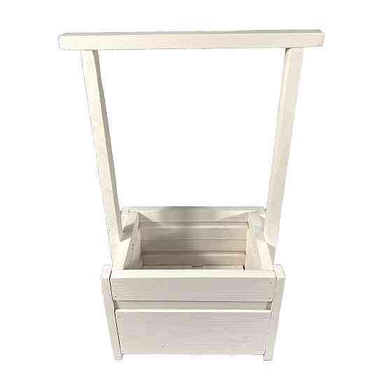 Ящик садовый декоративный для цветов или для хранения вещей из натурального дерева 20х14,5х38 см Белый Каменец-Подольский