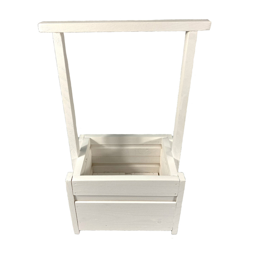 Ящик садовий декоративний для квітів або для зберігання речей з натурального дерева 20х14,5х38 см Білий Кам'янець-Подільський - фото 2