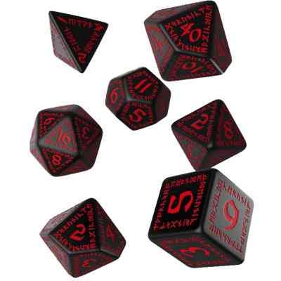 Набір кубиків для настільних ігор Q-Workshop Runic Black red Dice Set (7 шт) (SRUN06) Вінниця