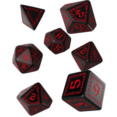 Набір кубиків для настільних ігор Q-Workshop Runic Black red Dice Set (7 шт) (SRUN06) Вінниця - фото 1