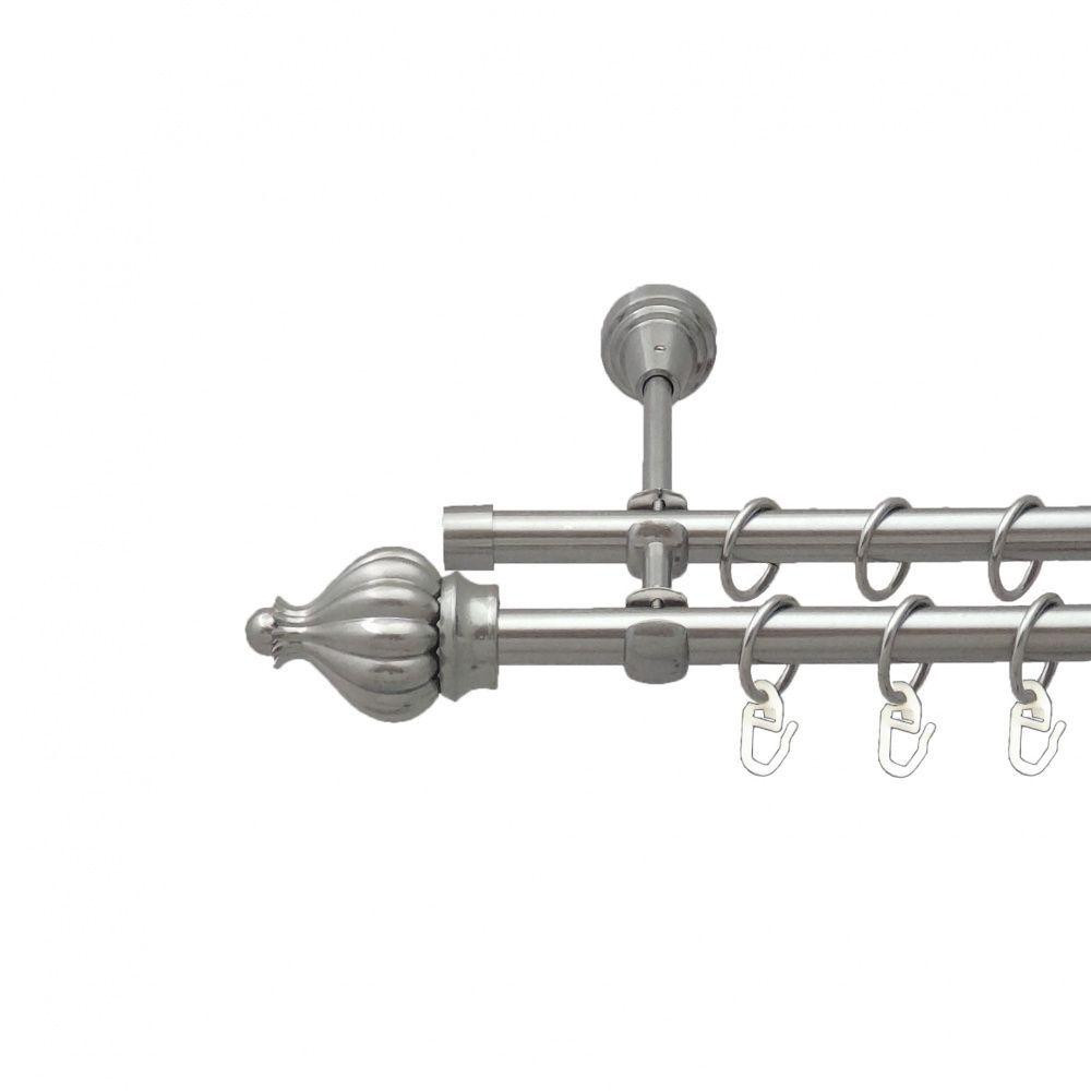 Карниз Orvit Таджа металевий дворядний відкритий гладка труба кільце металеве Нержавіюча Сталь 16\16 мм 240 см (00-00013648) Львів - фото 1