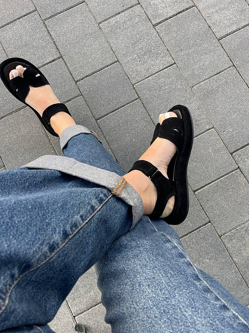 Соната Босоніжки жіночі чорні літні Соната Люба з натуральної замші / Босоніжки на низькому ход Коломыя - изображение 8