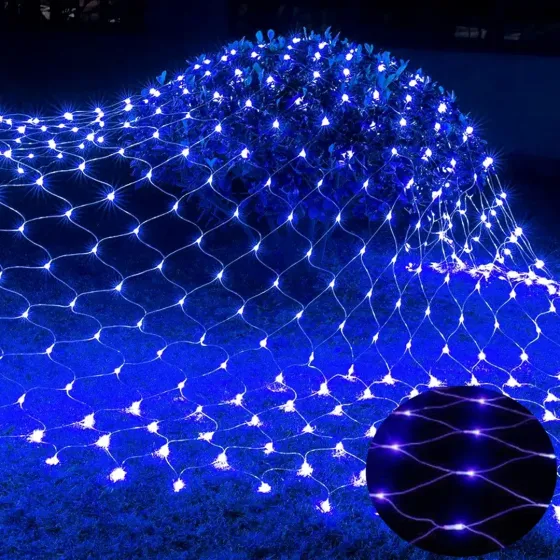 Синя LED-гирлянда «Сітка» для декору Київ