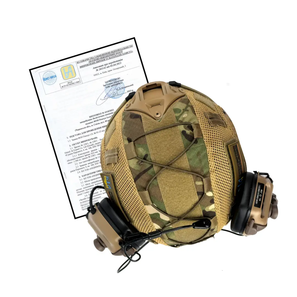 Комплект шлем кевларовый Fast Helmet NIJ IIIA + наушники Earmor M32 Mod3 с чебурашкой + кавер (размер L) Винница - изображение 10