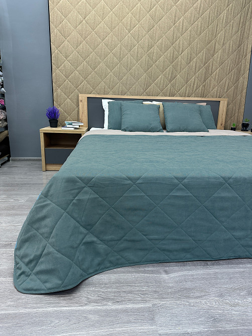 Покрывало стеганое Decorator Sparta Diamond ромб 240х260 см серо-голубой (85-063) Киев - изображение 4