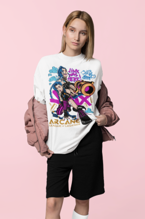 Футболка аниме Джинкс Аркане Джапанесе Аниме оверсайз (S/M/L) Черний AnimeJ0738 Днепр