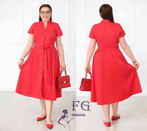 Довга котонова сукня на гудзиках "Lesley" оптом | Батал Київ