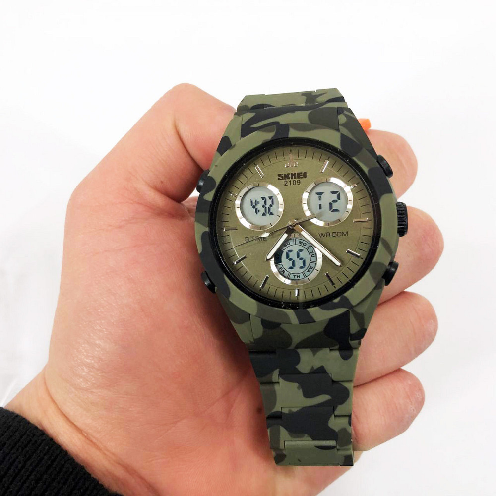 Оригінальний чоловічий годинник SKMEI 2109CMGN, Годинник тактичний протиударний, Годинники IV-151 для чоловіка Київ - фото 6