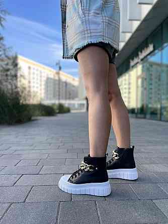 Кеды женские черные эко-шкира высота 11см подошва 4см размеры 37-41 (4758) Коломия