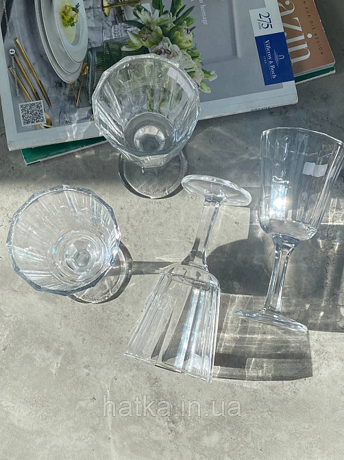 Набір келихів 6 шт "Арія" 200 мл для вина прозорий 102-304 для дому та ресторану Київ - фото 4