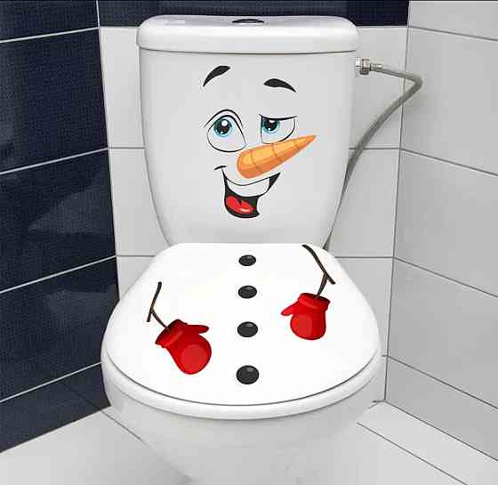Наклейка Різдвяна Сніговик для ванної кімнати 30 на 30 см білий Київ