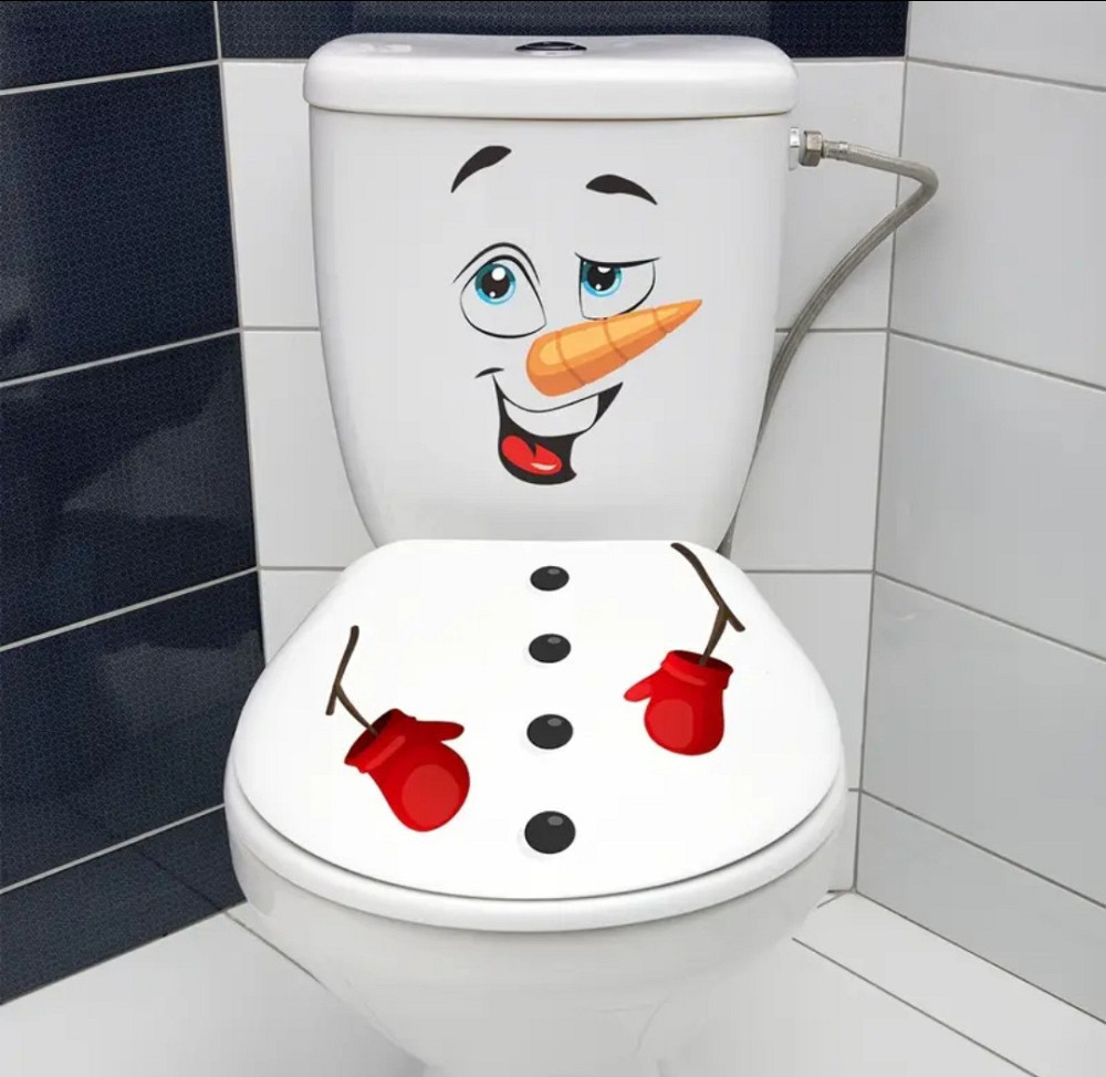 Наклейка Різдвяна Сніговик для ванної кімнати 30 на 30 см білий Київ - фото 4