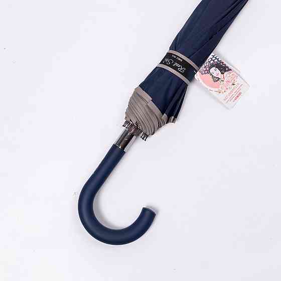 Класична парасолька-тростина з чохлом напівавтомат з поліестеру міцна надійна 12 спиць діаметр 120 см Сірий HP-23-16G Київ