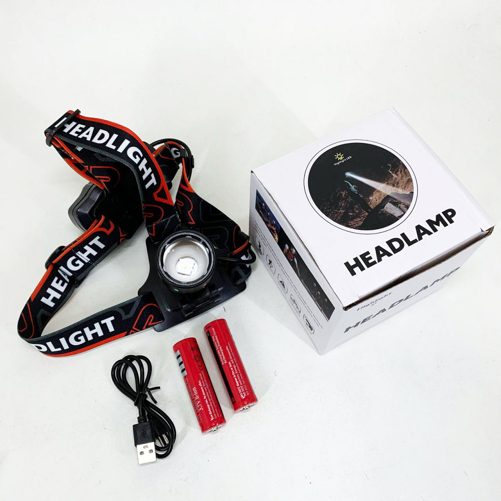 Тактичний налобний ліхтар на акумуляторі, Потужний налобний ліхтар для риболовлі прожектор HF-80 Львів - фото 1