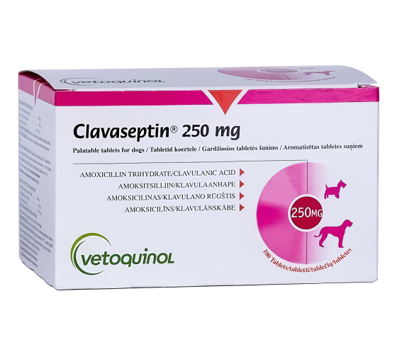Клавасептин (Clavaseptin) 250 мг 10 табл. - 1т/20кг (для лечение заболеваний кожи кошек и собак) Vetoquino Винница