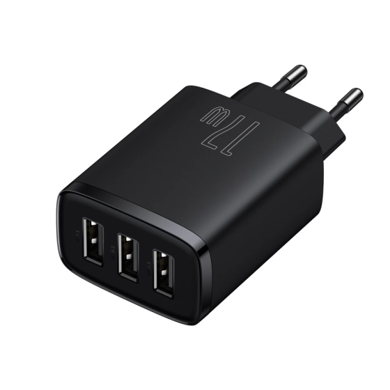 Мережевий зарядний пристрій Baseus Compact Charger 3U 17W EU, колір чорний CCXJ020101 Одеса
