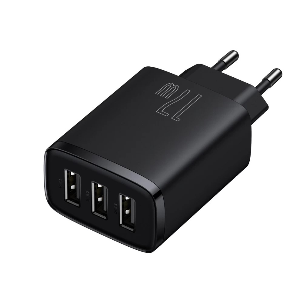 Мережевий зарядний пристрій Baseus Compact Charger 3U 17W EU, колір чорний CCXJ020101 Одеса - фото 3