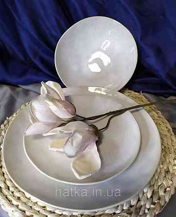 Тарілка блюдо Olens 27,5х3 см "Кенія" кераміка біла для дому та ресторанів Київ