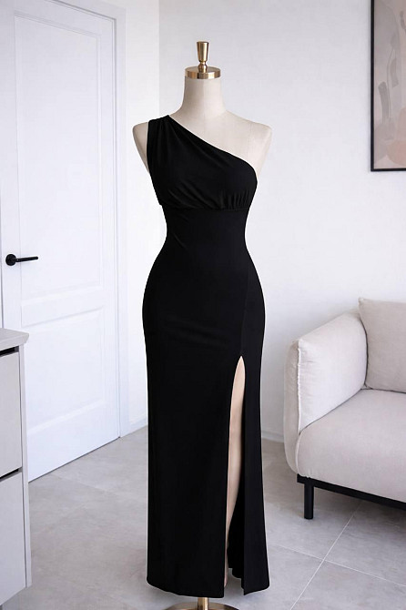 Жіноче елегантне вечірнє плаття з розрізом мікродайвінг Чорний, 44/46 Одеса - фото 2