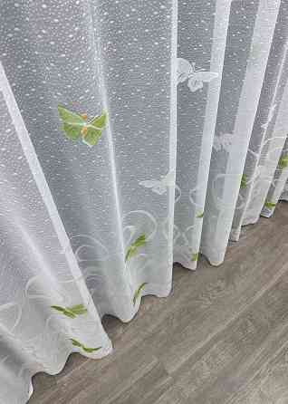 Тюль жаккард цвет белый с зеленым 1901т Киев