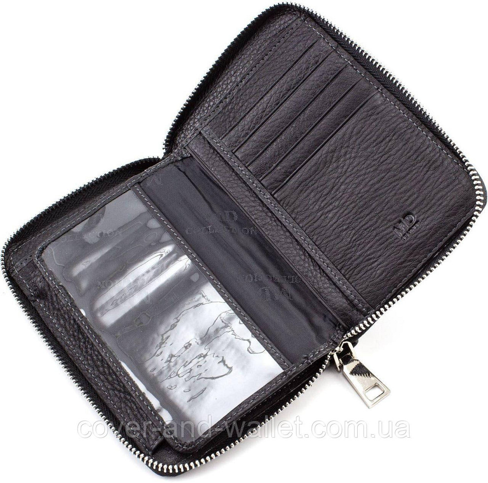 Невеликий чоловічий гаманець на блискавці з відділенням для паспорту MD 7M-117 Київ - фото 7
