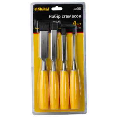Стамеска Sigma 4шт (6, 12, 18, 25мм) пластиковая ручка (4326231) Винница