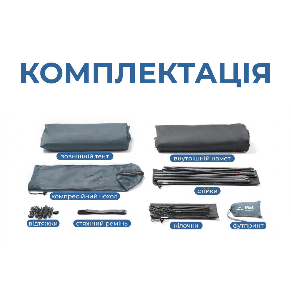 Палатка сверхлегкая двухместная Naturehike Cloud Up Pro CNK2350WS020, 20D, голубая Киев - изображение 8
