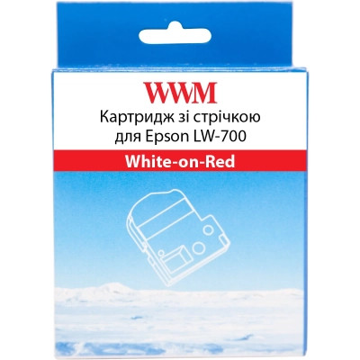 Лента для принтера этикеток WWM для Epson LW-700 24mm х 8m White-on-Red (WWM-SD24R) Винница - изображение 1