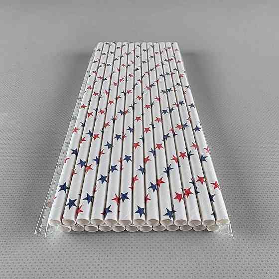 Соломка трубочка паперова Ø 5 мм 20 см "Зірка" біла 25 шт (1 пачка) Харків