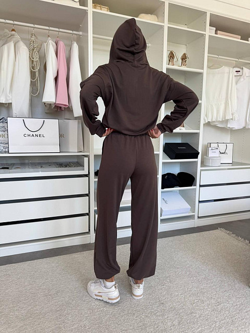 Женский прогулочный костюм двойка: зип худи и штаны двунитка Шоколад, 46/48 Одесса - изображение 9