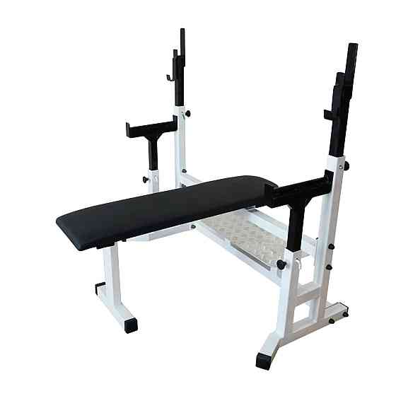 Скамейка горизонтальная профессиональная для жима со страховкой и платформой 60 на 60 мм. Киев