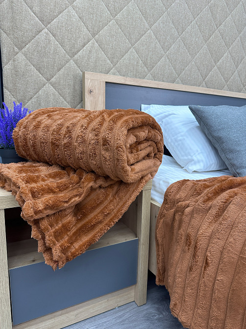 Плед-покрывало полоска Шарпей 210х220 см (+-5см) Терракотовый (87-014) Киев - изображение 7