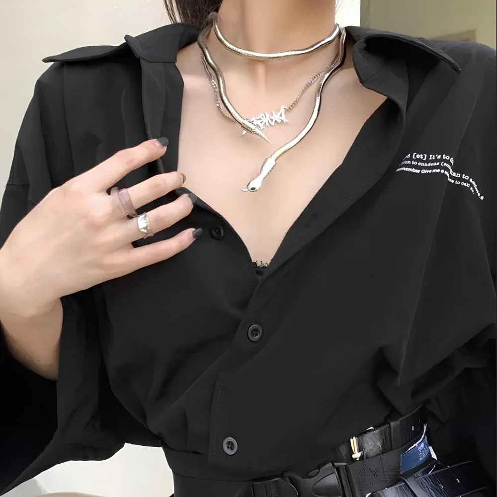 Металлическое ожерелье Змея RESTEQ серебряного цвета. Браслет на руку Змея. Украшение эластичная змея Киев - изображение 3