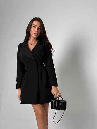 Женское базовое платье-пиджак на подкладке костюмка Черный, 42/44 Одесса