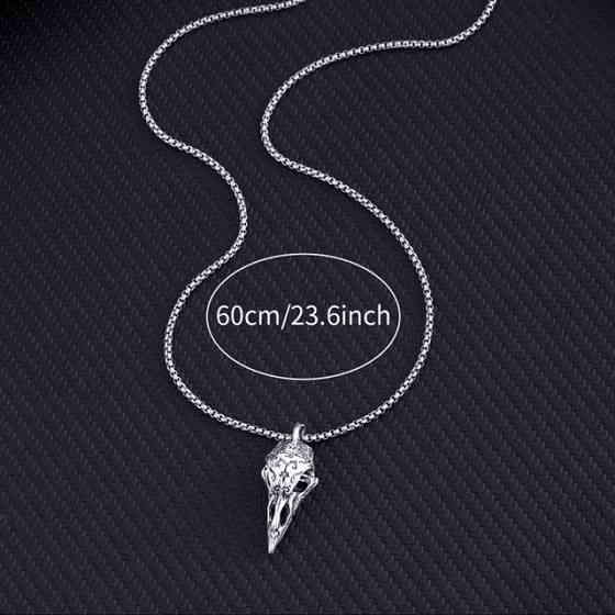 Кулон «Ворон» на серебристой цепочке – готическое ожерелье, мужской аксессуар Киев