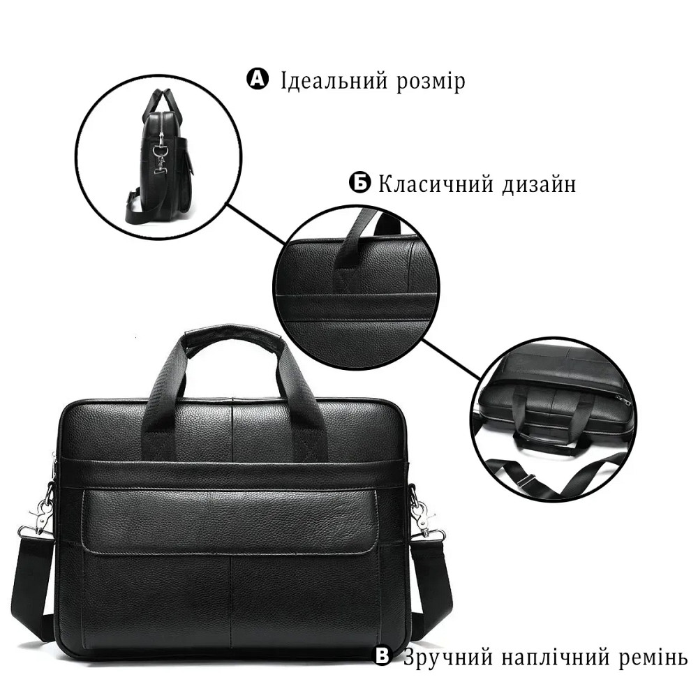 Чоловіча шкіряна сумка для ноутбука з італійської шкіри, формат А4, преміум клас OR-60 Львів - фото 9