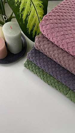Акция! Махровое полотенце Ideal Textile в клетку 70х140см пудра Черновцы - изображение 2