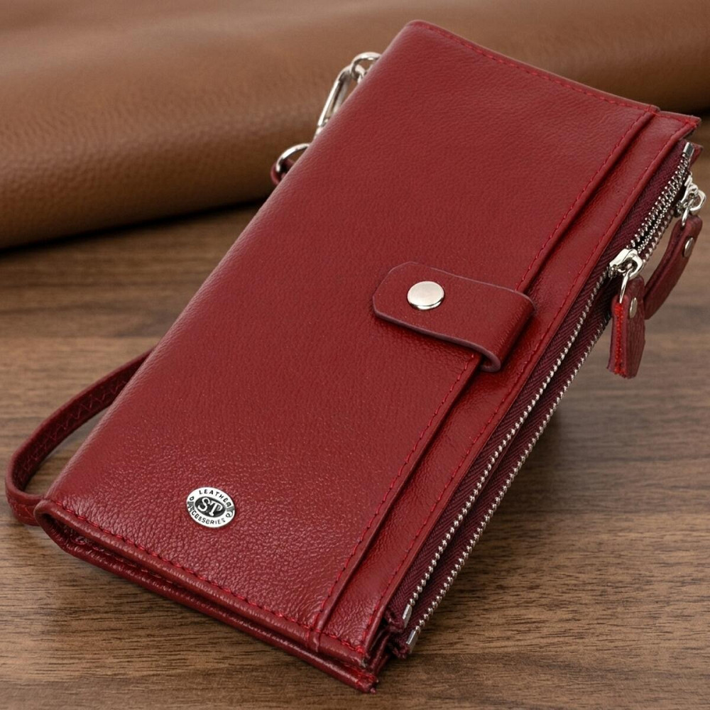 Стильный и яркий женский кошелек-клатч ST Leather 19433 Бордовый Киев - изображение 11