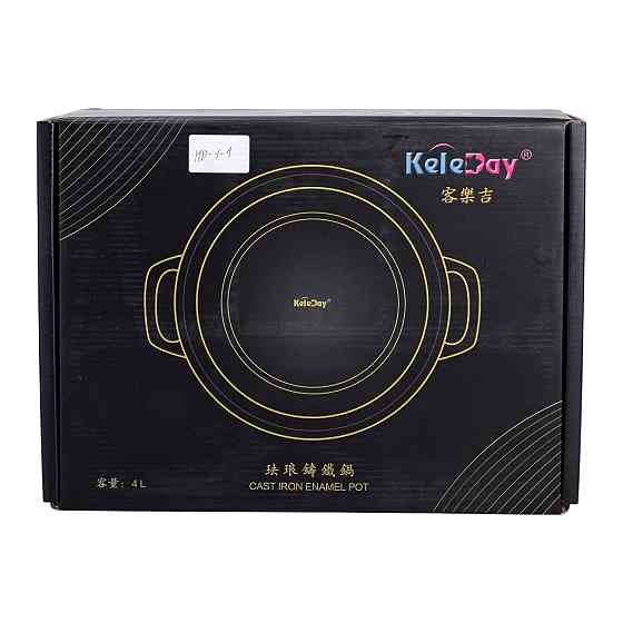 Каструля чавунна емальована 3,5 л з кришкою Ø24 см Зелена HP-1-1 Коломия