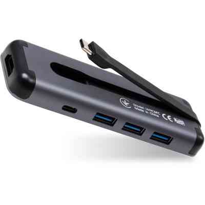 Концентратор Vinga USB-C 3.1 to HDMI+3xUSB3.0+PD100W+USB-C foldable cable (VHYC6FC) Винница