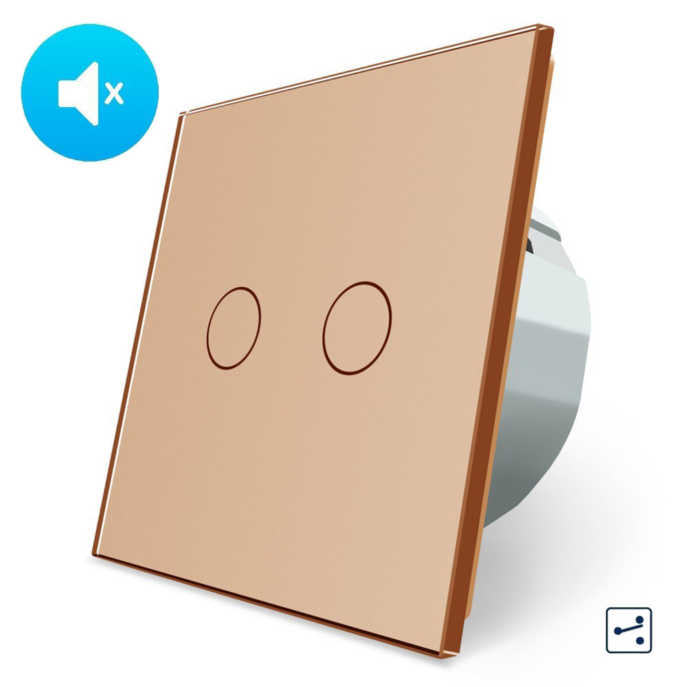 LIVOLO Безшумний сенсорний прохідний/перехресний вимикач 2 сенсора Livolo золотий скло (VL-C702 Коломия - фото 7