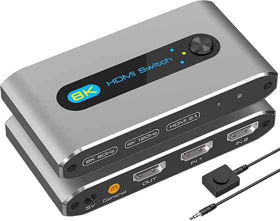 Переключатель Switch HDMI 2.1 8K 2 входа 1 выход HDMI-переключатель, 2 порта поддержки 8K 60 Гц 4K 1 Днепр
