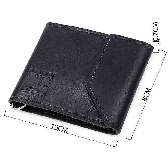 Кожаный мужской зажим для денег на магните GRANDE PELLE 11546 Синий Киев