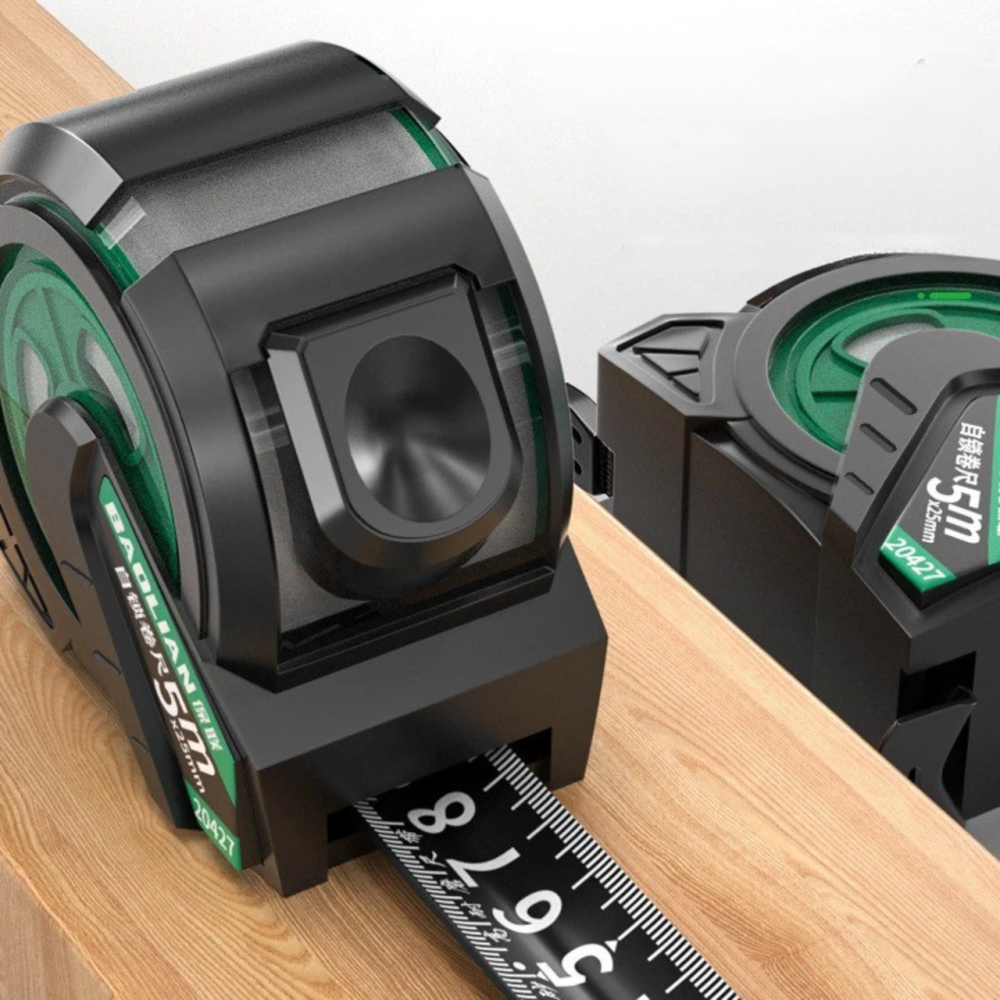 Рулетка будівельна вимірювальна 5м, прогумована з метричною шкалою з автоматичним замком, протиударна чорно-зелена Кам'янець-Подільський - фото 5