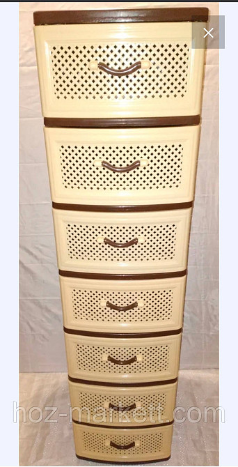 Комод пластиковый тумбочка на 7 ящиков беж с коричневым Харьков - изображение 2