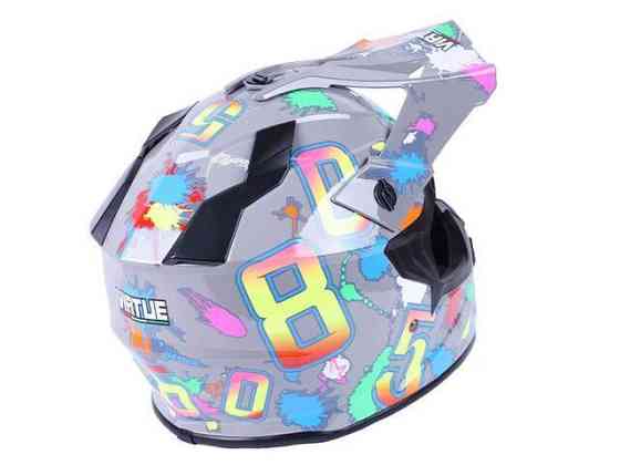 Мотошлем кроовый MD-911 (серый с цветной графикой, size S) Мукачево